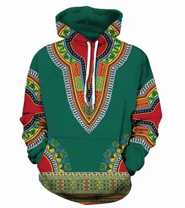 时尚巴赞里奇男士非洲大石基连帽衫传统3D印花套头衫Hiphop非洲服装彩色民族运动衫