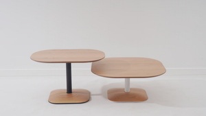 Hotel Office Project Furniture Modern Wood Veneer Pedestal <strong>Side</strong> <strong>Table</strong> with Steel Column for Office <strong>Lounge</strong> - Product Image 2
