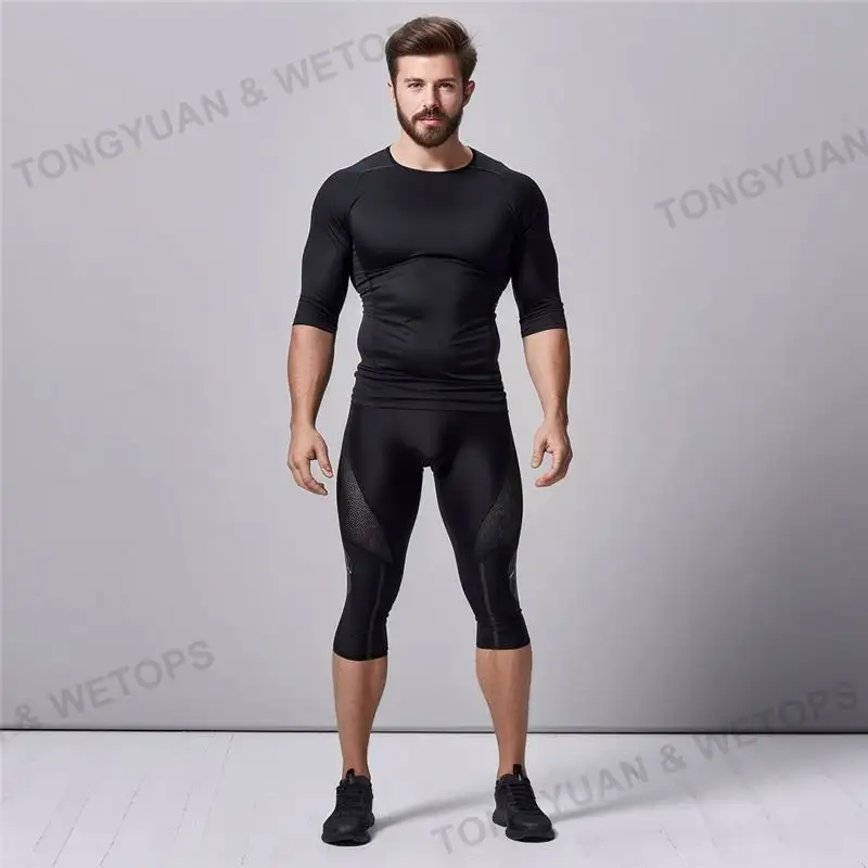 Yeni stil erkek elastikiyet tayt dış iç çamaşırı kısa pantolon pantolon çabuk kuruyan spor tayt tayt erkekler için