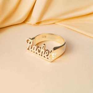 High Light Luxury Fashion Trend Custom Signet <strong>Personalised</strong> Engraved Letter <strong>Name</strong> Stain Steel <strong>Rings</strong> Women - Product Image 3
