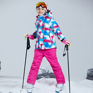 Giacca e pantaloni da sci in 2 pezzi da <span class=keywords><strong>ragazzo</strong></span> addensare giacca da neve calda con cappuccio giacca da sci impermeabile Set da neve abbigliamento invernale per bambini - Product Image 6