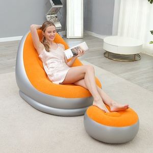 Sofás Inflables Plegables Tipo Lazy Couch, Cama Exterior Reclinable con Reposapiés, Cómoda Combinación de Silla de Terciopelo Flocado - Product Image 1