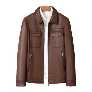 Men's leather jacket leather coats genuine sheepskin black leather jacket