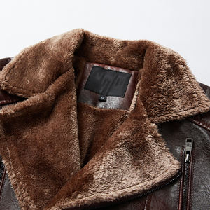 Heren winter motorjas van PU leer met bontkraag, rits, waterdicht, ademend, casual design - Product Image 4