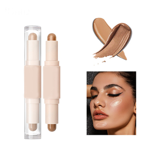Stick de contour et illuminateur 2-en-1 double embout, stylo de maquillage visage pailleté, bronzant, OEM ODM, marque privée, cosmétiques en gros OEM ODM - Product Image 1