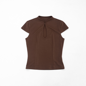 Viviblook C26TP007 Nouveaux hauts d'été décontractés à manches courtes et découpes pour femmes - Product Image 6