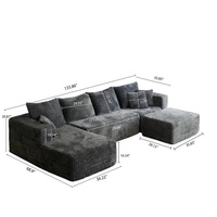 Canapé modulable Cloudsyne contemporain avec dossier coussiné, accoudoirs en mousse compressée et revêtement en tissu, garantie 60 mois
