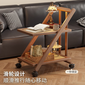 Movable side table, small table, sofa side cabinet, coffee table, 2025 new style, bedside table, tea table, dining <b>cart</b>, living - Product Image 3