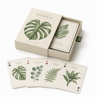 Cartes à Jouer Botaniques Personnalisées Premium |   Coins arrondis, respectueux de l'environnement |   Finition en lin de luxe |   Papier Familial Minimaliste