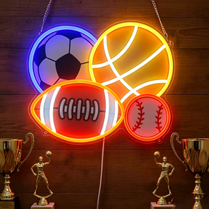 World Cup football neon LED acrylic wall-mounted decoration, warm <b>light</b> 3000K, IP44, suitable for both indoor and outdoor use. - Product Image 1
