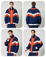 Veste coupe-vent légère pour homme, fermeture éclair, sans capuche, couleur contrastée, polyester, style rétro urbain, usage quotidien