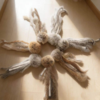 Jouet pour chat en vraie fourrure de lapin personnalisé, tête d'octopus, queue longue, pour chats, chiens, souris, jouet en peluche doux en fourrure de lapin pour animaux de compagnie