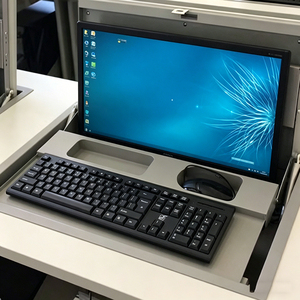 Bureau multimédia populaire avec écran LCD relevable, <span class=keywords><strong>système</strong></span> de levage sécurisé et verrouillable pour ordinateur, clavier et souris, idéal pour le bureau - Product Image 4