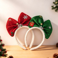 Weihnachtliches Stirnband mit Schleife, weißer Plüsch-Haarreif, Schneeflocken-Geschenk-Stern-Dekor, Weihnachtsparty-Foto-Haaraccessoires