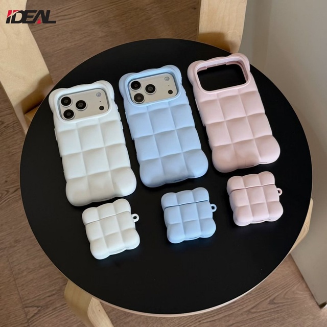 3D Cloud Cube Silicone Minimal Solid Color Shockproof Protective Earphone Case for AirPods 1 2 3 4 Pro 1 2 3 Wireless Earbuds