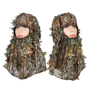Chapéu camuflado para homens e mulheres, cobertura total 3d de material macio, chapéu de couro camuflado para caça
