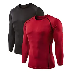 Gym Fitness Running Shirts Compression Nylon Wear Men's Long Sleeve rash vest