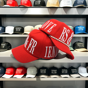 Gorras de camionero de perfil alto personalizadas al por mayor, gorra de camionero de lana roja, gorra de béisbol bordada de 5 paneles - Product Image 2