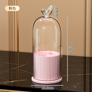 Clear Dustproof Makeup Brush Holder Rabbit Ear Cosmetic Organizer Rotating Desktop Storage <b>Case</b> for <b>Vanity</b> - Product Image 5