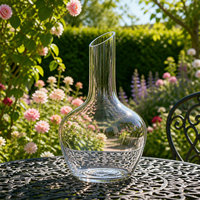 Carafe à vin en verre minimaliste avec bord coupé en biseau, carafe en cristal sans plomb, corps bombé, pichet pour vin rouge, bar à domicile