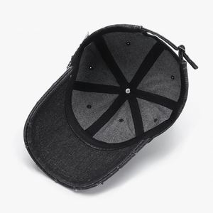 Casquette de baseball en jean déchiré rétro tendance unisexe, 100 % coton lavé, ajustable, 6 panneaux, couleur unie, marque JH, passe-partout - Product Image 5