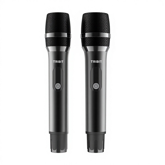 Tribit Wireless Microphone Dual Handheld Cordless Dynamic Mic System 24GHz Rechargeable 40H Battery Plug Play Karaoke Party