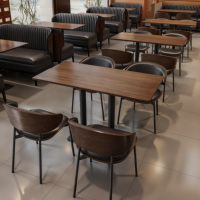 Französisch-Chinesisches Vintage-Massivholz-Esszimmer-Set für Cafés und Restaurants mit Tisch und Stühlen sowie Buffet-Möbel