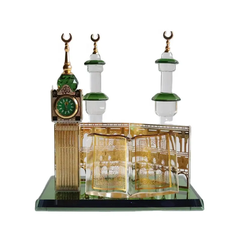Hadiah Kristal Agama Islam Hadiah Minaret Mesjid dan Jam Menara dengan Hadiah Quran Ramadan