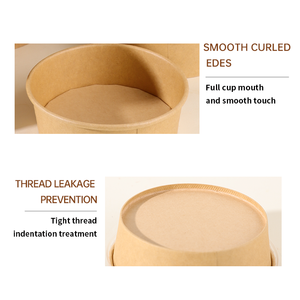 Bol en papier kraft brun rond jetable personnalisé, résistant à la graisse, pour plats à emporter, salades, avec couvercles - Product Image 3