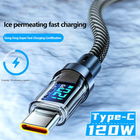 120W Typ-C Superschnelles Ladekabel Vollständig Kompatibel LED-Bildschirm Echtzeit-Leistungs-Digitalanzeige