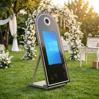 Le plus récent 65 "miroir Photo Booth Machine avec 32" écran tactile Portable Selfie magique miroir Photobooth écran tactile Led cadre kiosque