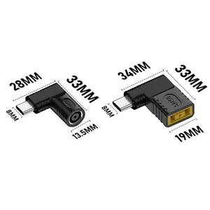 65w DC para USB C Pd Conversor adaptador de energia 5.5x2.5 7.4x5.0 4.5x3.0mm Carregador de Laptop para tipo C Conector para