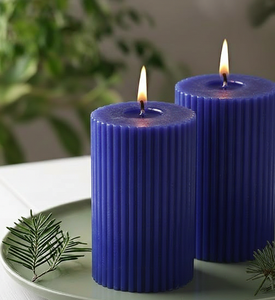 Premium Bulk Order Eco-Friendly Soy Wax Ribbed Pillar <b>Candle</b> Handmade Decorative Green Stylish Touch Living Christmas Birthdays - Product Image 5