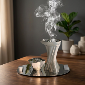 Luxury Metal Bakhoor <b>Burner</b> <b>Incense</b> Holder Decorative Arabic Oud <b>Burner</b> with Ash Tray for Home Decor Gift & Ramadan - Product Image 2
