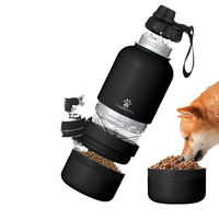 Bouteille d'eau portable pour chien et chat de 32 oz, bols en acier inoxydable, bouteille d'hydratation pour animaux de compagnie isolée pour les voyages, avec couvercle anti-fuite