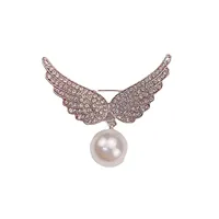 Broche Plaqué Or Rose Ailes d'Ange en Cristal et Strass pour Femme et Enfant, Style Coréen, Tempérament Artistique, pour Fête et Mariage