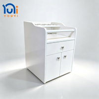 Chariot de Salon Blanc avec Meuble de Rangement, Chariot Utilitaire Roulant pour Salon de Manucure, Coiffure, Spa et Institut de Beauté
