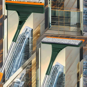 Lavavetri in Plastica a Doppia Faccia con Manico in Acciaio Inossidabile e Gomma, Strumenti per la Pulizia del Vetro Domestico e Raschietto Tergivetro - Product Image 1