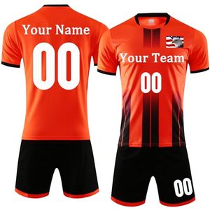 Ensemble de maillots de football rouge personnalisé pour hommes, uniforme d'équipe à manches courtes, kit de football en polyester sublimé à séchage rapide avec numéro et nom - Product Image 6