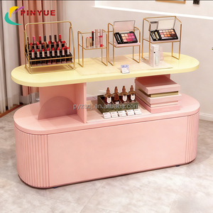 Vitrina <span class=keywords><strong>de</strong></span> Exhibición <span class=keywords><strong>de</strong></span> Isla <span class=keywords><strong>de</strong></span> Vidrio y Madera Comercial con Logotipo <span class=keywords><strong>de</strong></span> Marca Personalizado para Suministros <span class=keywords><strong>de</strong></span> Maquillaje Cosmético, Vitrina Doble con Iluminación LED - Product Image 5