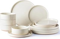 Ensemble de vaisselle en céramique Assiettes et bols mouchetés avec ensembles de table en terre cuite non émaillée résistants aux rayures