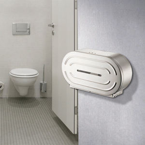 Distributeur de papier toilette double rouleau géant FANDA, design moderne, écologique, pour usage commercial # Acier inoxydable 430 finition brossée, montage mural 1 - Product Image 2