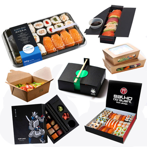 Boîte à bento en papier jetable pour salade de fruits, déjeuner, préparation de repas, rouleaux de sushi à emporter, nourriture japonaise, pics à emporter - Product Image 2