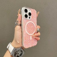 Coque magnétique Drop Glue pour iPhone 17 Air, étui de luxe scintillant et coloré pour iPhone 16 15 14 13 Pro Max
