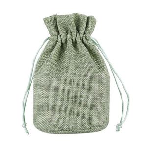 Sacs cadeaux en jute naturelle réutilisables à fond rond avec cordon de serrage, couleur camel, écologiques - Product Image 5