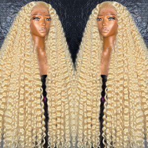 Peluca de Cabello Rizado Rubio 613 de 12-36 Pulgadas de Largo, con Encaje Frontal 13*4, Ondas de Agua, Pelucas Largas y Rizadas <span class=keywords><strong>Rubias</strong></span> para <span class=keywords><strong>Mujeres</strong></span> <span class=keywords><strong>Sexys</strong></span> - Product Image 4