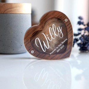 ODM OEM Heart Shaped Wooden Pet <b>Memorial</b> Box Custom Cat & Puppy <b>Loss</b> Christmas <b>Gift</b> Hexagonal Pet Hair Keepsake Urn - Product Image 4