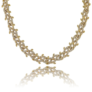 Hip-Hop para hombre espinas vid rama helado de oro cubano enlace cadena collar - Product Image 6
