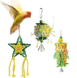 Pets Bird Parrot Toys Play 3 pcs nest Set for Cage, Colorful Hanging hammock Ball Ladder Swing for Small Parrots, Macaws