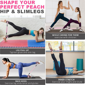 Großhandel TPE Hüfttrainer Gesäßstraffer Knöchel-Widerstandsband Fußschlaufe Hüft- und Bein-Widerstandsschnur Formgebung 6-teiliges Set Rosa - Product Image 4